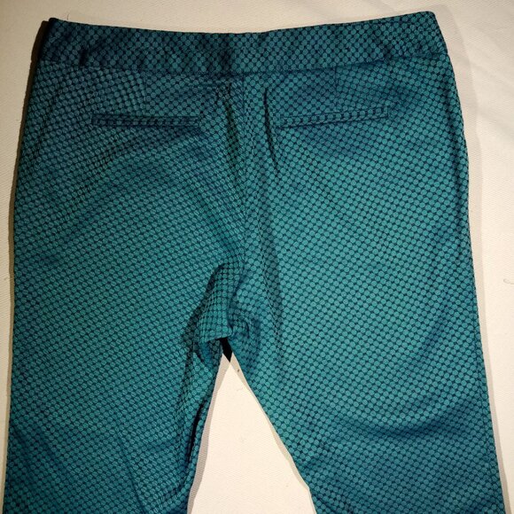 BANANA REPUBLIC Ankle Pants sz 8 Hampton Fit Teal/Navy Geo Print Textured GUC - Picture 8 of 12